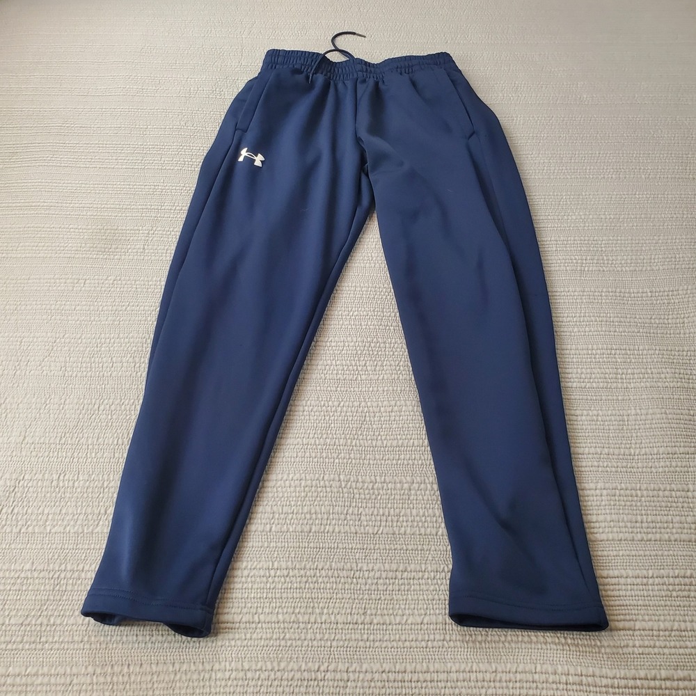 Under Armour Fleece Track Pants Mens Medium Navy Blue Loose Fit Joggers